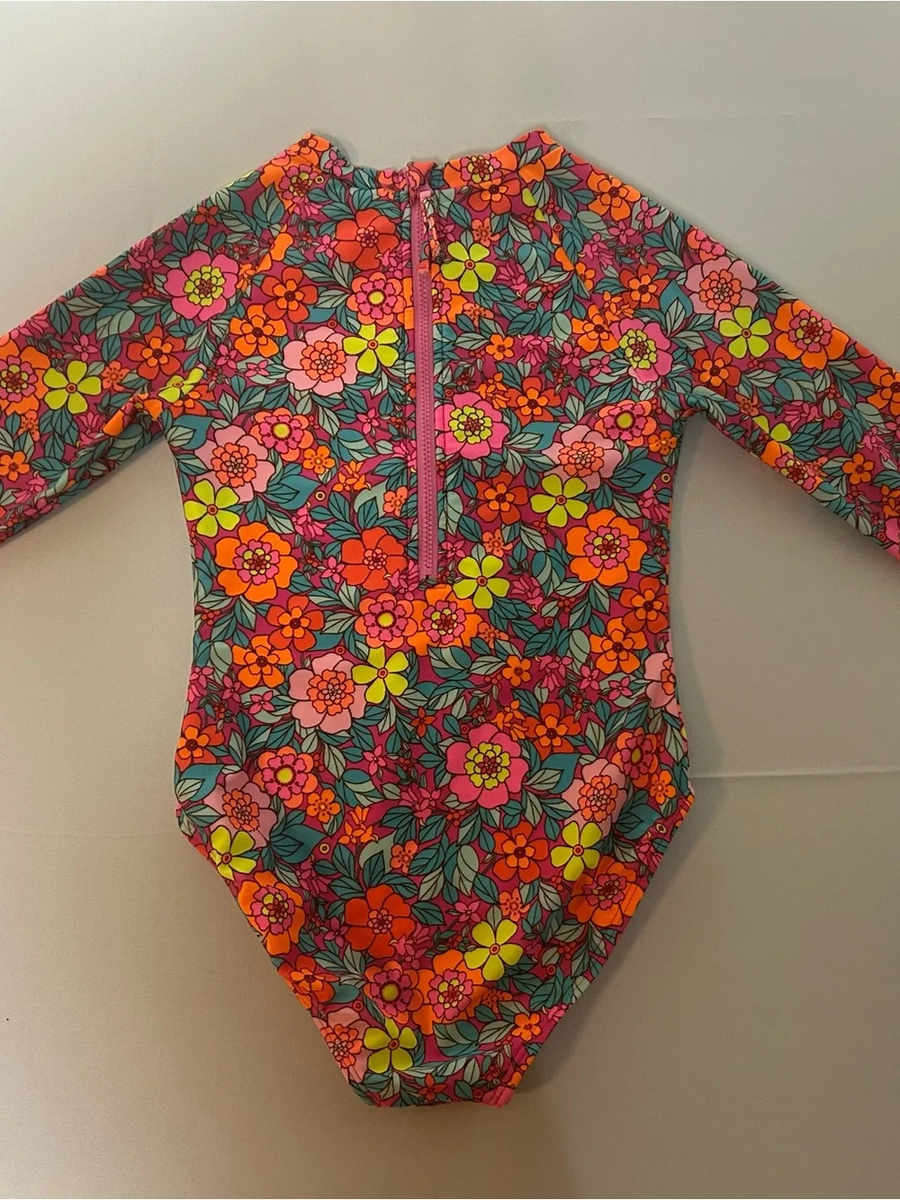 Cat & Jack Girls Floral Long Sleeve One-Piece Swimsuit Multicolor Size S (6/7)